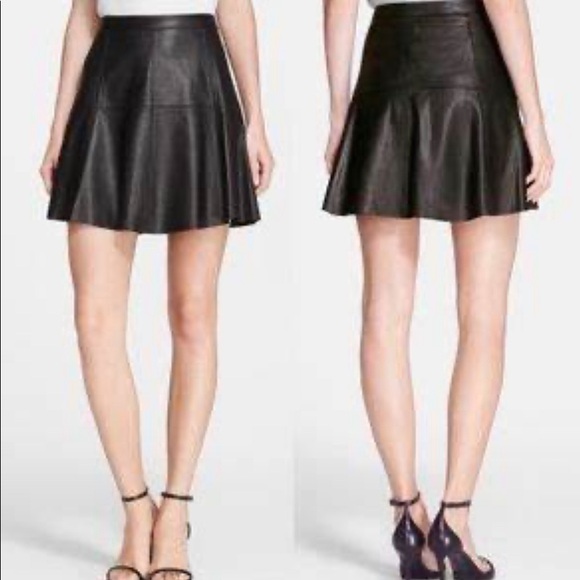Rebecca Minkoff Ibiza Black Leather Skirt SZ 8 - Picture 2 of 9